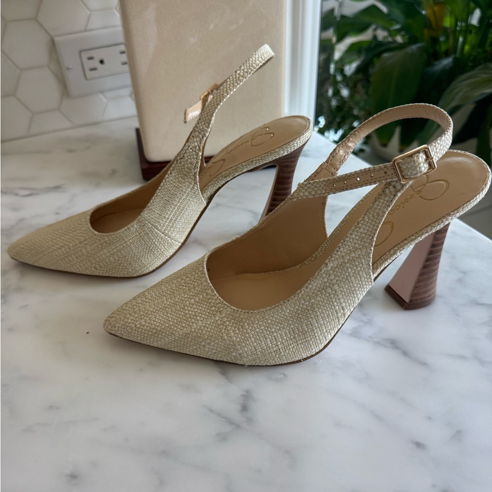 Jessica Simpson Cream Block Heel Slingbacks